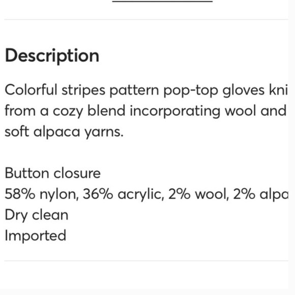 Kate spade multi stripe pop top mitten gloves white pink nwt - Picture 4 of 6